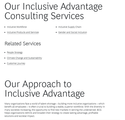 BCG depuis Google extrait de la page Inclusive Advantage