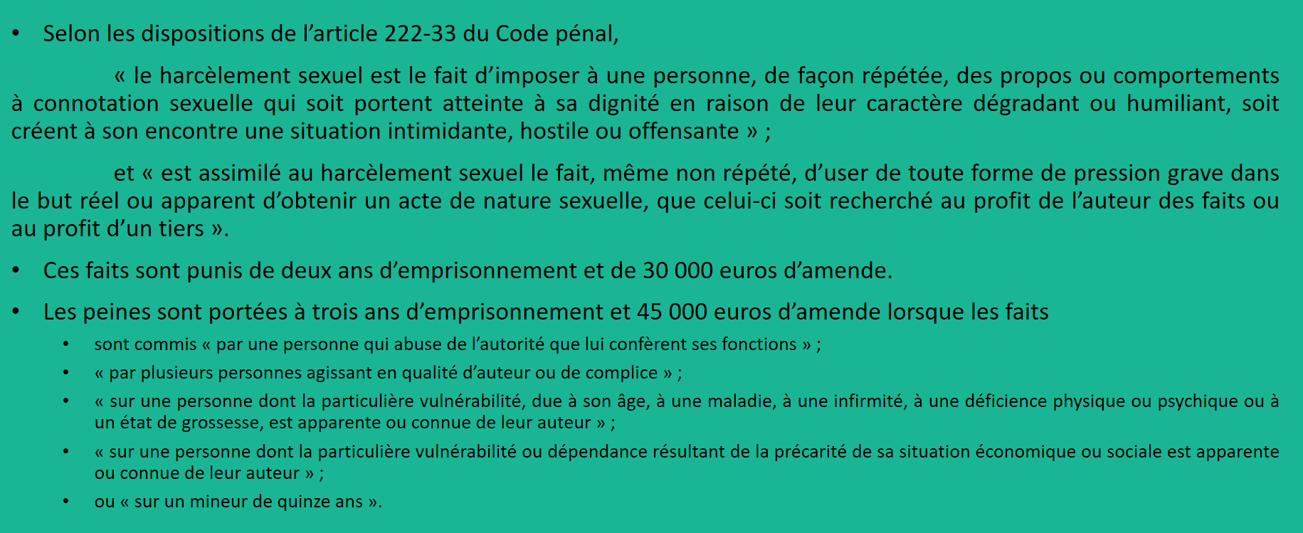 encadre sexisme et harcèlement Ce que prévoit la loi