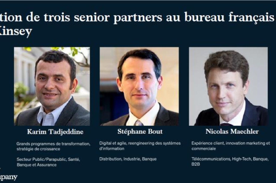 Trois nouveaux senior partners chez McKinsey France